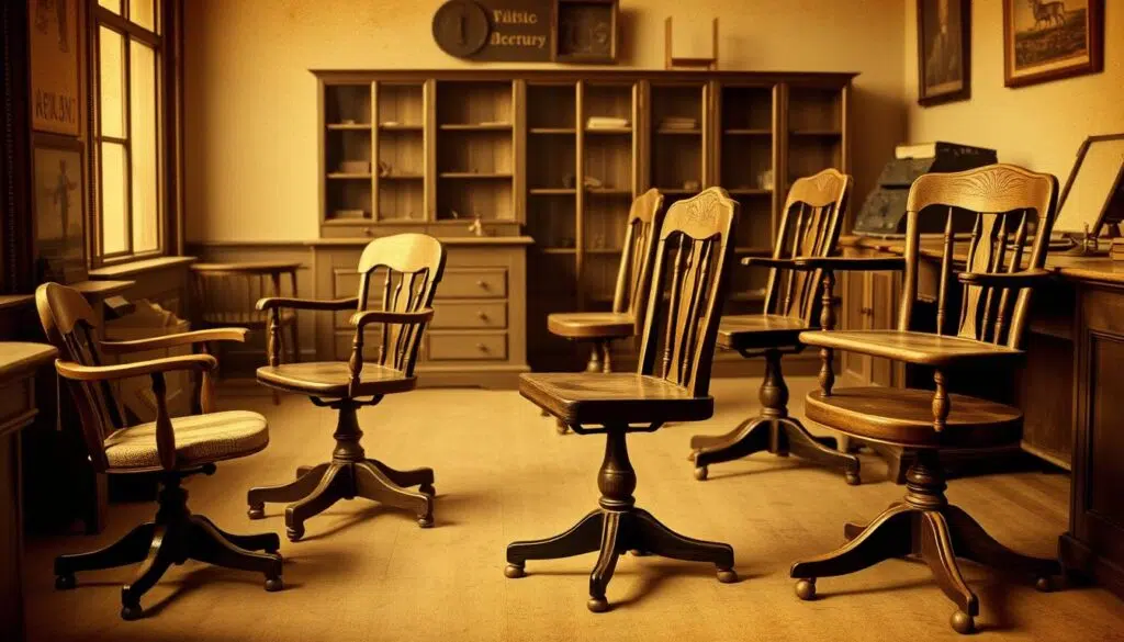Historische bureaustoelen met wieltjes uit de 19e eeuw