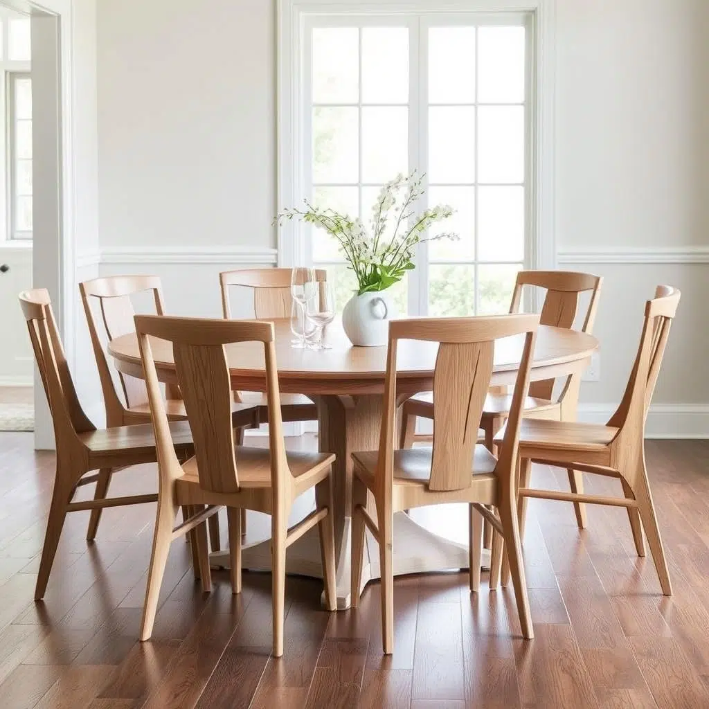 Houten eetkamerstoelen met een luchtige uitstraling Houten eetkamerstoelen met een luchtige uitstraling