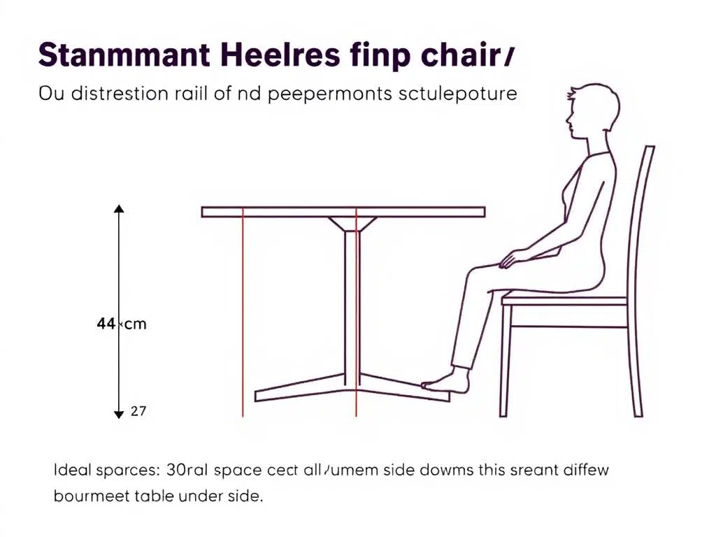 Illustratie van de standaard verhouding tussen een tafel van 74 cm en een stoel van 44-46 cm Illustratie van de standaard verhouding tussen een tafel van 74 cm en een stoel van 44-46 cm