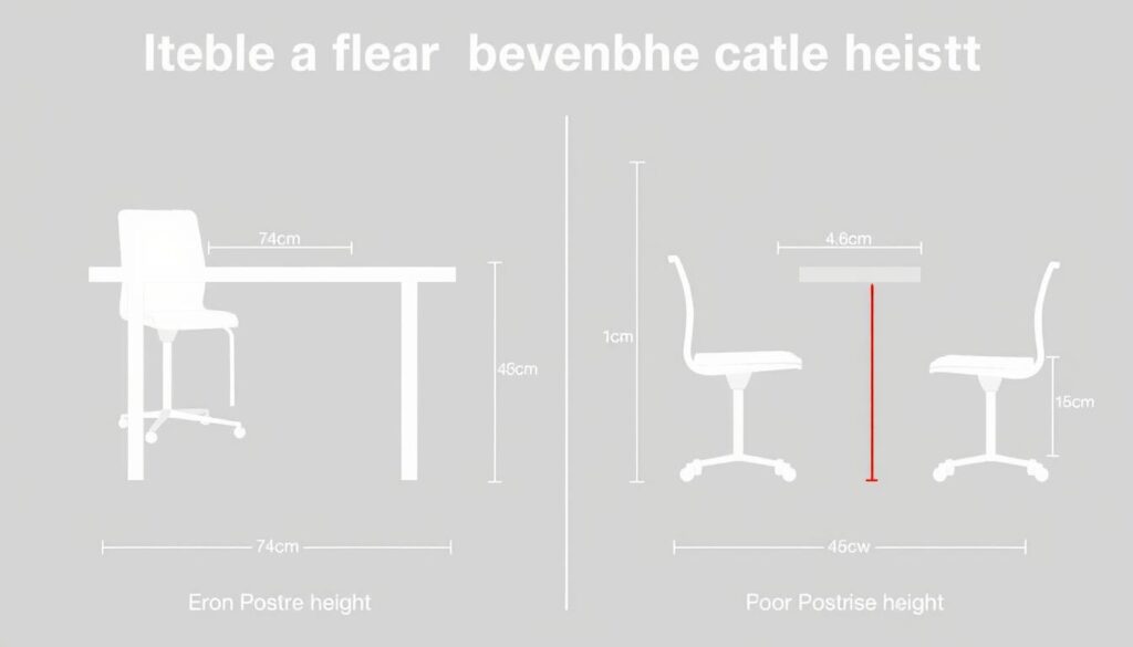 Illustratie van verschillende tafel-stoelverhoudingen met focus op een tafel van 74 cm Illustratie van verschillende tafel-stoelverhoudingen met focus op een tafel van 74 cm