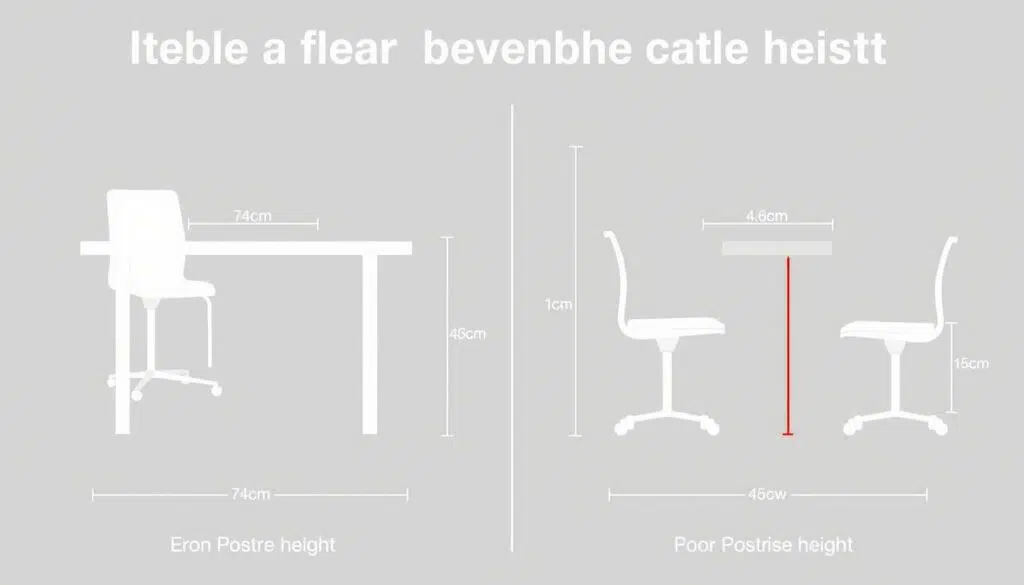 Illustratie van verschillende tafel-stoelverhoudingen met focus op een tafel van 74 cm Illustratie van verschillende tafel-stoelverhoudingen met focus op een tafel van 74 cm