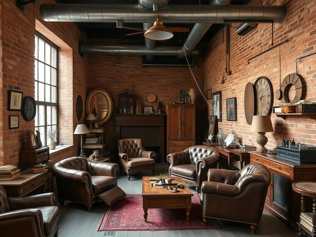 Industrieel interieur met vintage meubels en accessoires voor een persoonlijke touch Industrieel interieur met vintage meubels en accessoires voor een persoonlijke touch