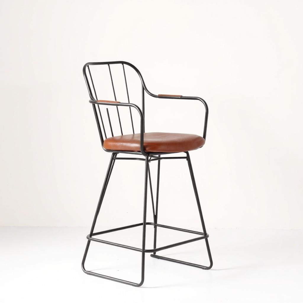 Industriële hoge eetkamerstoelen met metalen frame Industriële hoge eetkamerstoelen met metalen frame