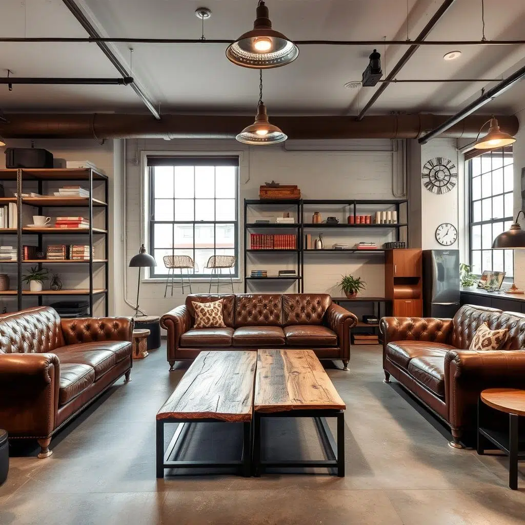 Industriële lounge met vintage meubels