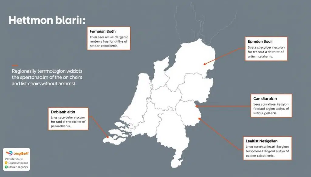 Kaart van Nederland en België met regionale termen voor stoelen zonder armleuningen Kaart van Nederland en België met regionale termen voor stoelen zonder armleuningen