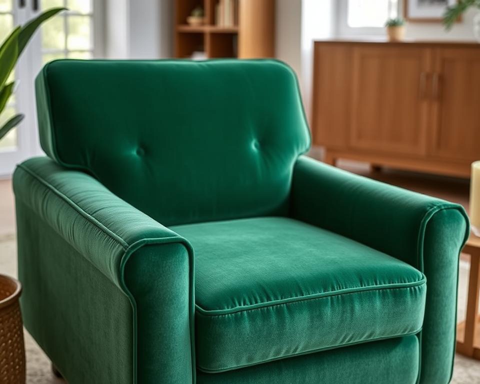 Katoenfluweel gebruikt in een comfortabele woonkamerstoel Katoenfluweel gebruikt in een comfortabele woonkamerstoel