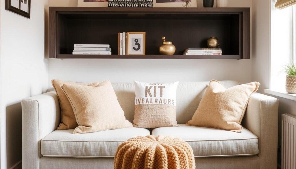 Klein appartement met bouclé accessoires Klein appartement met bouclé accessoires