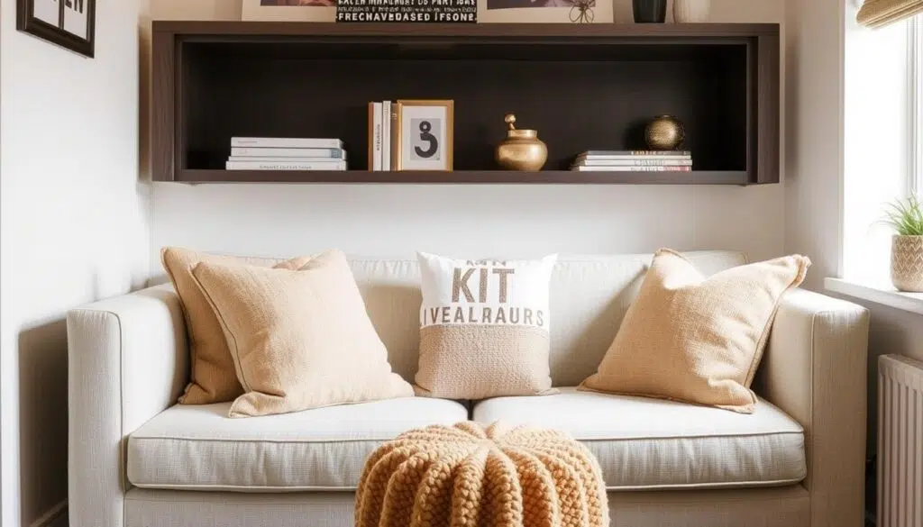 Klein appartement met bouclé accessoires Klein appartement met bouclé accessoires