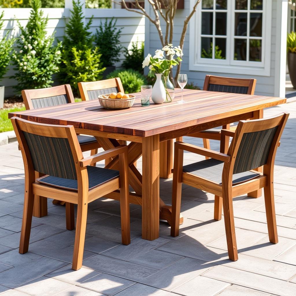 Kunsthout composiet eettafel in buitenomgeving