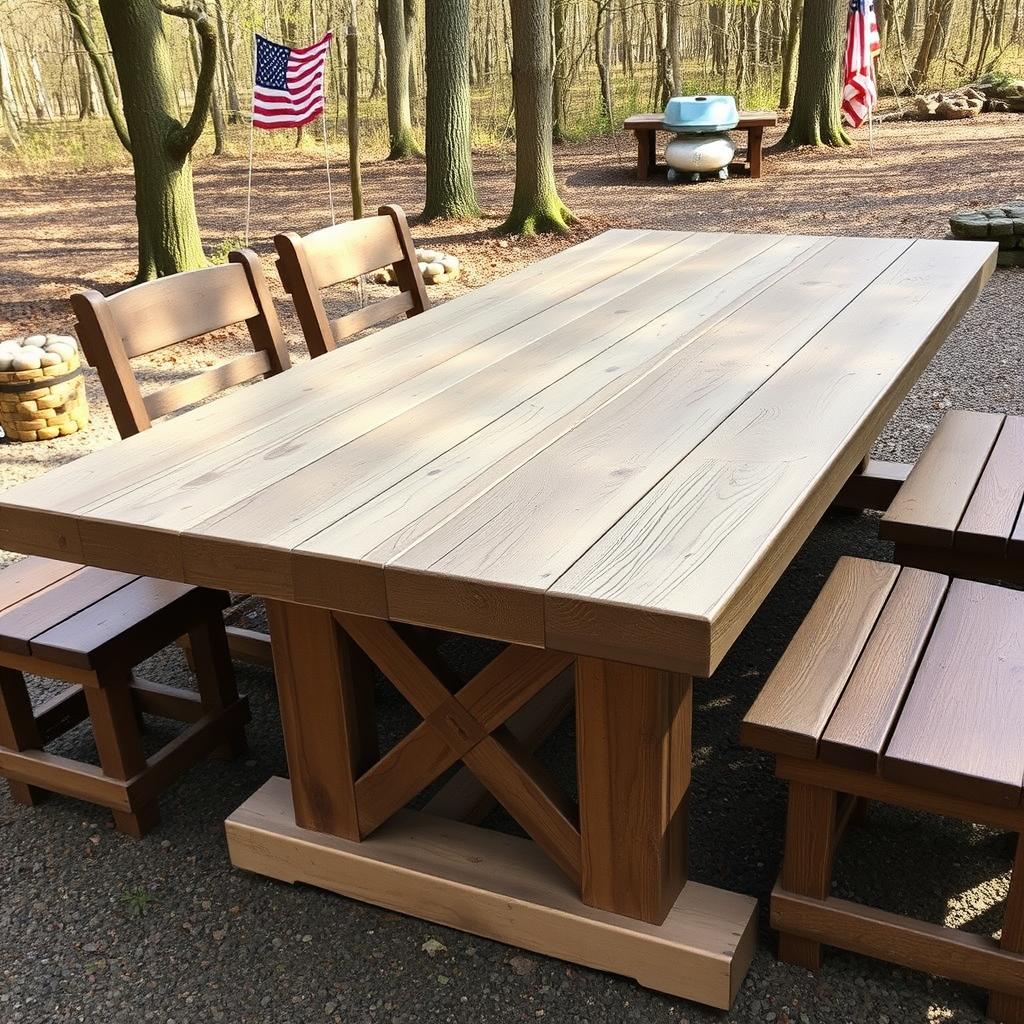 Landelijke stijl buitentafel van hout