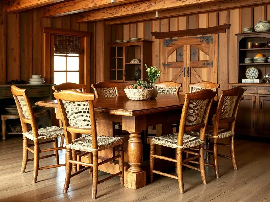 Landelijke stoelen bij een houten tafel Landelijke stoelen bij een houten tafel