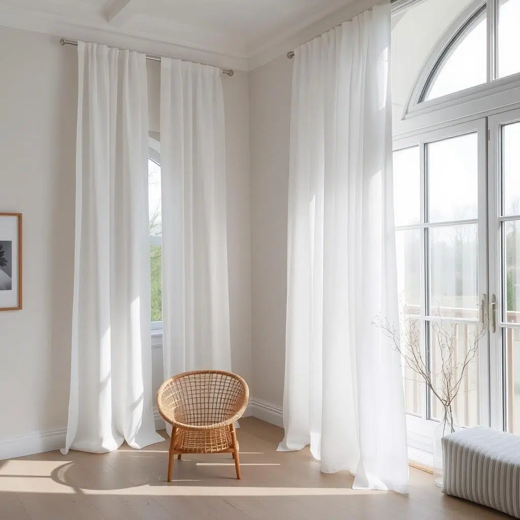 Linnen gordijnen in een licht Scandinavisch interieur Linnen gordijnen in een licht Scandinavisch interieur