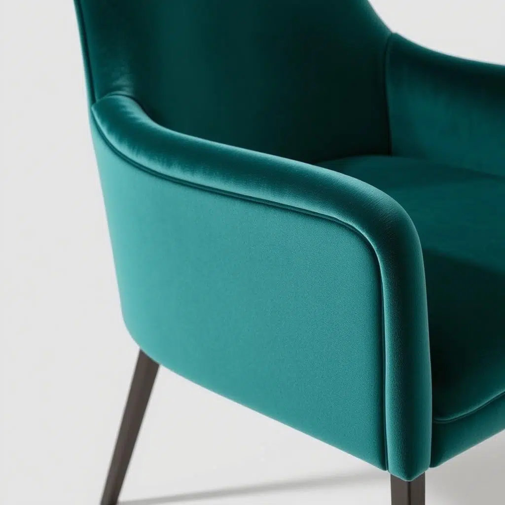 Luxe eetkamerstoel met armleuningen voor extra comfort, met aandacht voor de ruimte tussen eetkamerstoelen Luxe eetkamerstoel met armleuningen voor extra comfort, met aandacht voor de ruimte tussen eetkamerstoelen