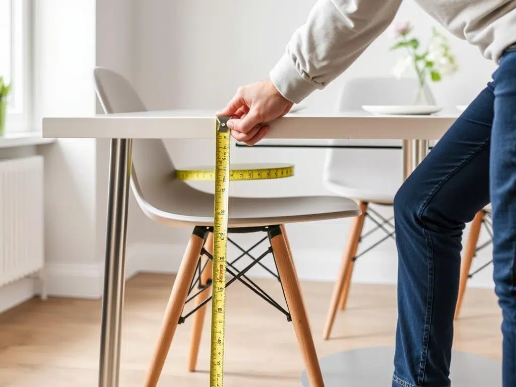 Meetmethode voor de juiste stoelhoogte bij een tafel van 78 cm Meetmethode voor de juiste stoelhoogte bij een tafel van 78 cm