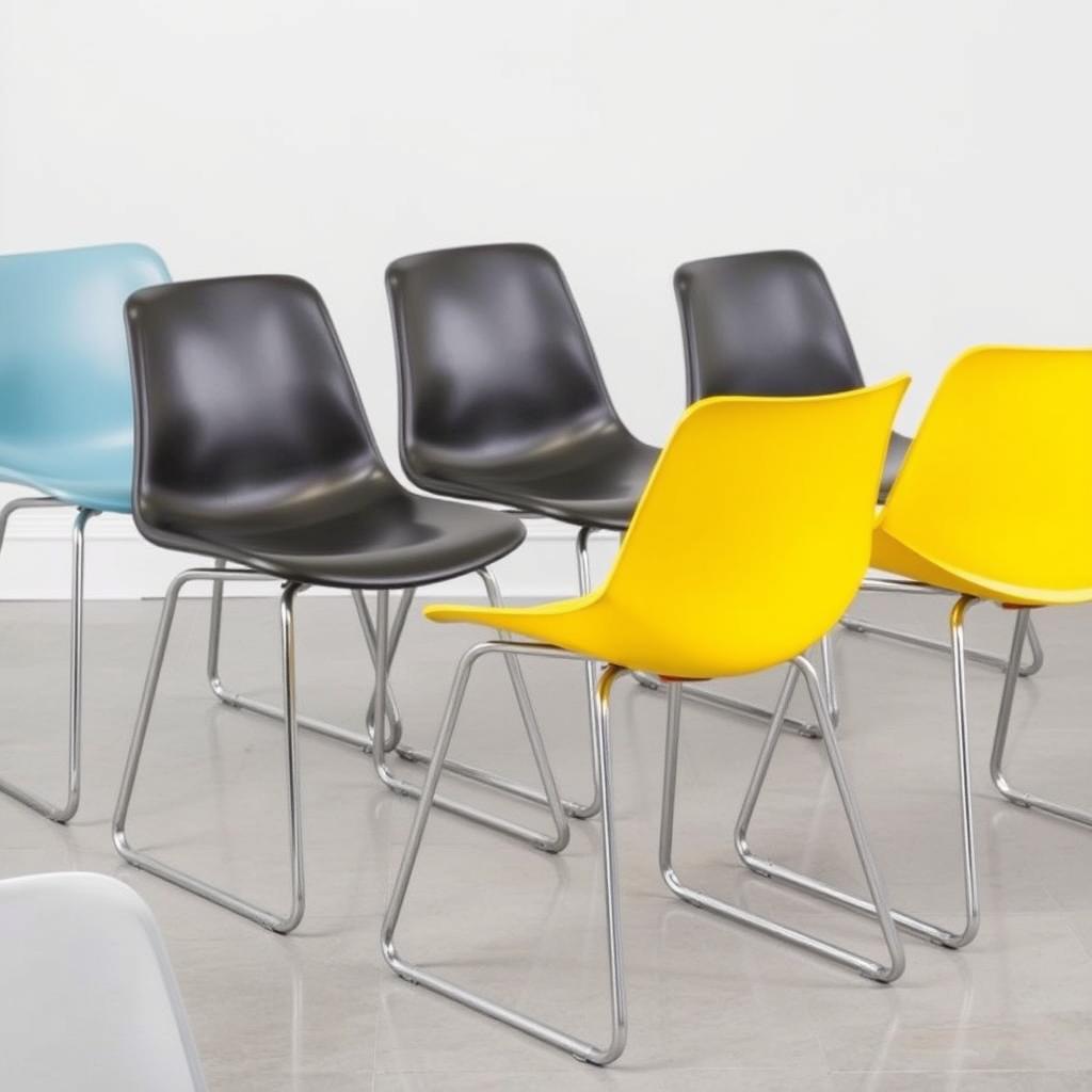 Metalen en kunststof eetkamerstoelen Metalen en kunststof eetkamerstoelen