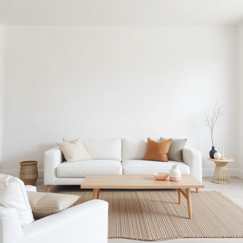 Minimalistisch Scandinavisch interieur met beperkt kleurenpalet Minimalistisch Scandinavisch interieur met beperkt kleurenpalet