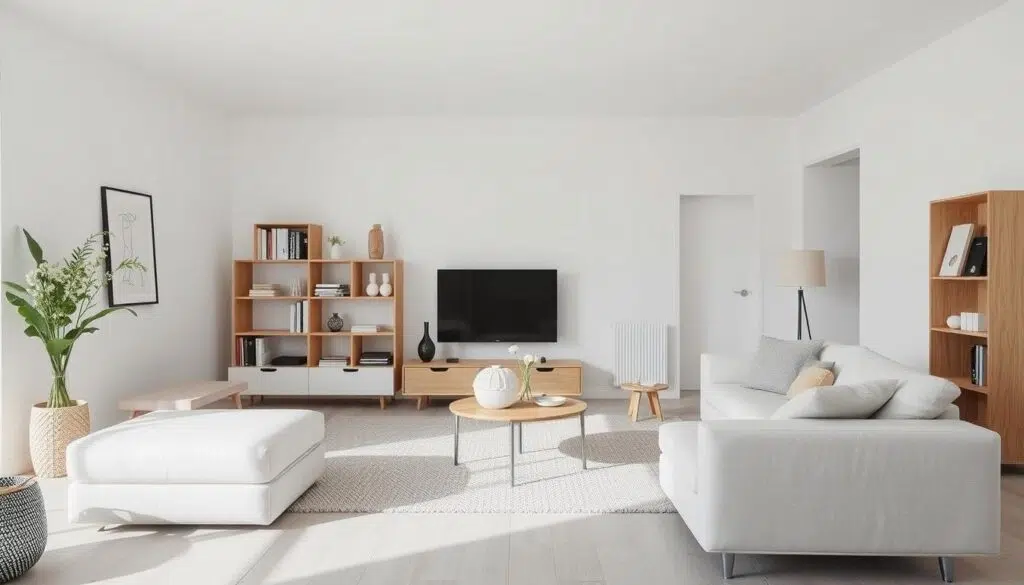 Minimalistisch Scandinavisch interieur met functionele meubels Minimalistisch Scandinavisch interieur met functionele meubels