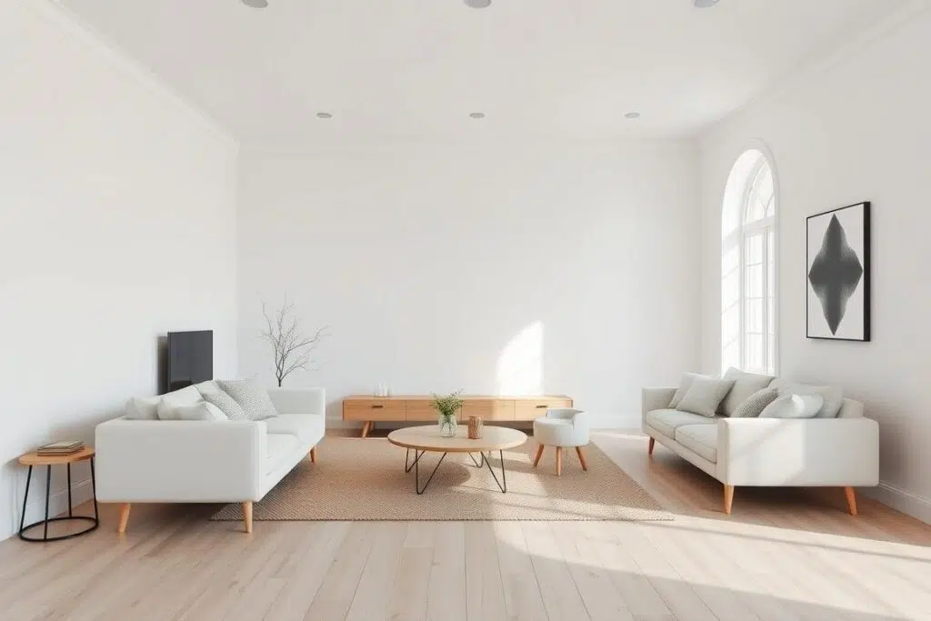 Minimalistisch Scandinavisch interieur met ruimtelijk gevoel Minimalistisch Scandinavisch interieur met ruimtelijk gevoel