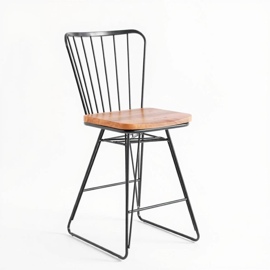 Minimalistische hoge eetkamerstoelen met strakke lijnen Minimalistische hoge eetkamerstoelen met strakke lijnen