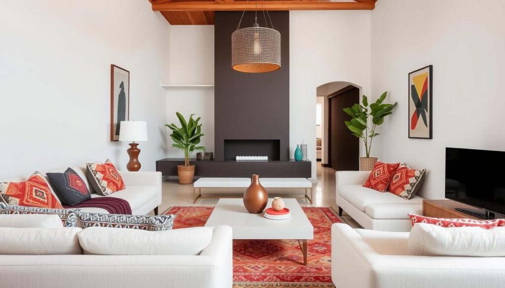 Modern interieur met Marokkaanse accenten die harmonieus samengaan Modern interieur met Marokkaanse accenten die harmonieus samengaan