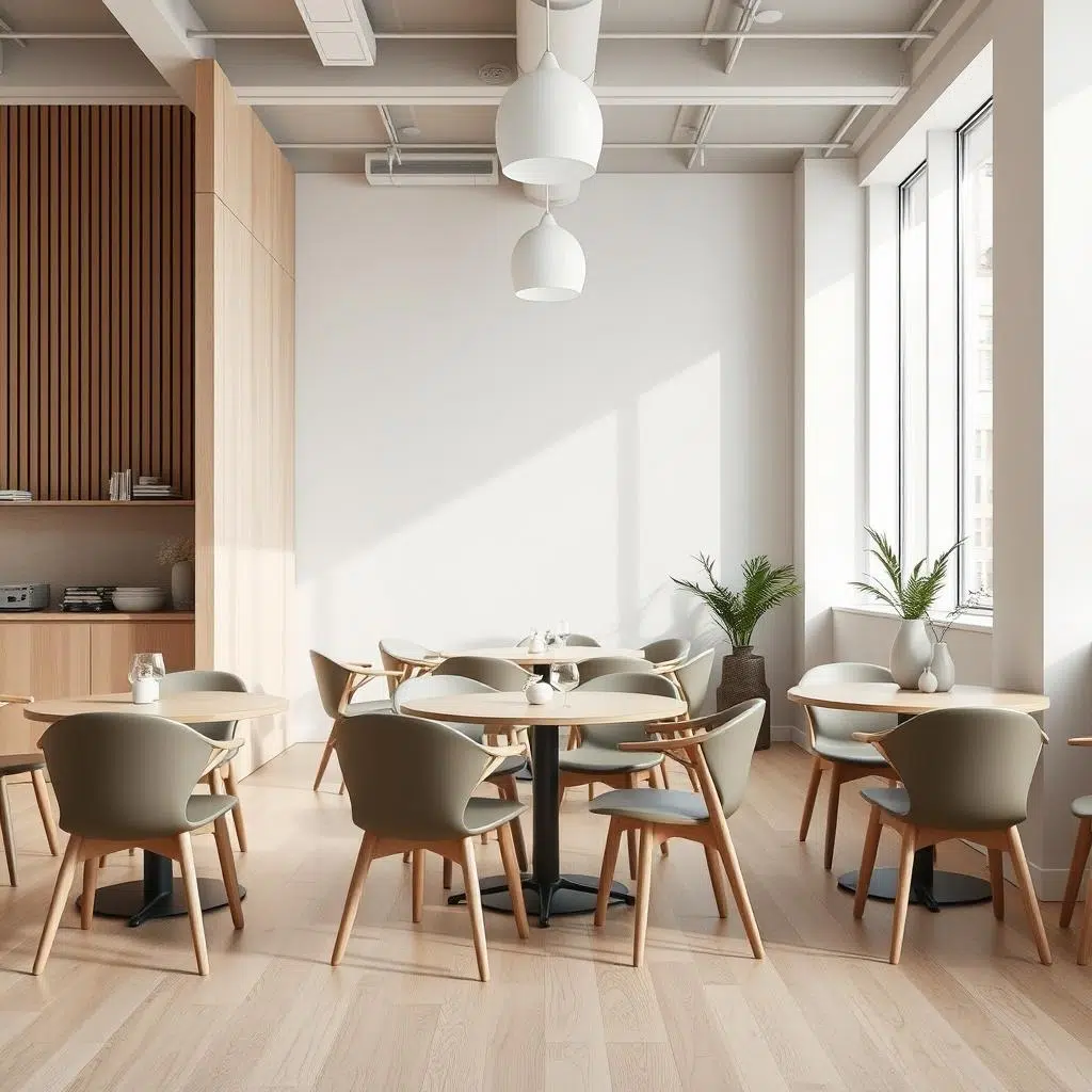 Modern interieur met strakke eetkamerstoelen in Scandinavische stijl Modern interieur met strakke eetkamerstoelen in Scandinavische stijl