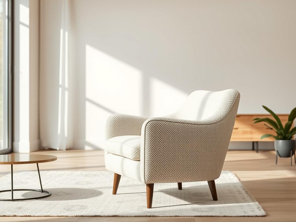Moderne bouclé fauteuil in een stijlvol interieur Moderne bouclé fauteuil in een stijlvol interieur