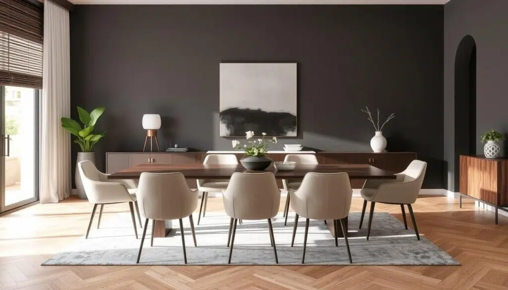 Moderne eetkamer met een stoel rond een eettafel Moderne eetkamer met een stoel rond een eettafel