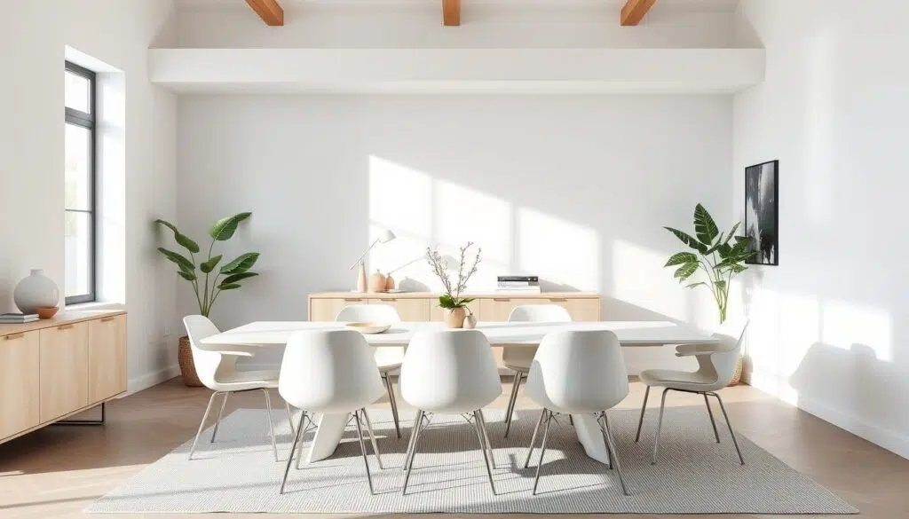 Moderne eetkamerstoelen in een minimalistisch interieur Moderne eetkamerstoelen in een minimalistisch interieur