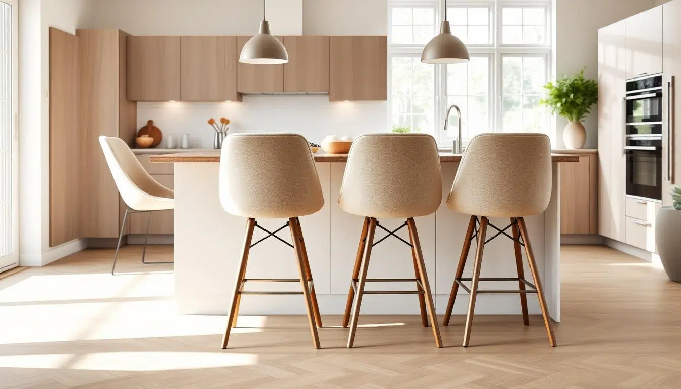Moderne hoge eetkamerstoelen in een eigentijds interieur