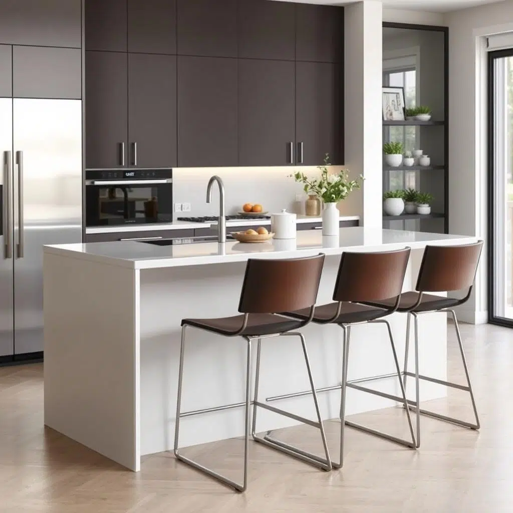 Moderne keuken met barkrukken Moderne keuken met barkrukken