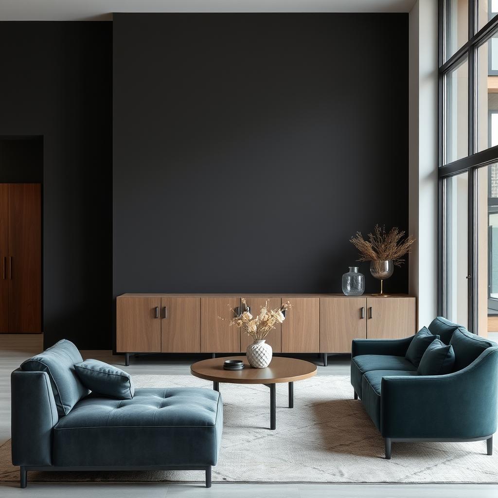 Moderne ruimte met velvet kleur en antraciet combinatie Moderne ruimte met velvet kleur en antraciet combinatie