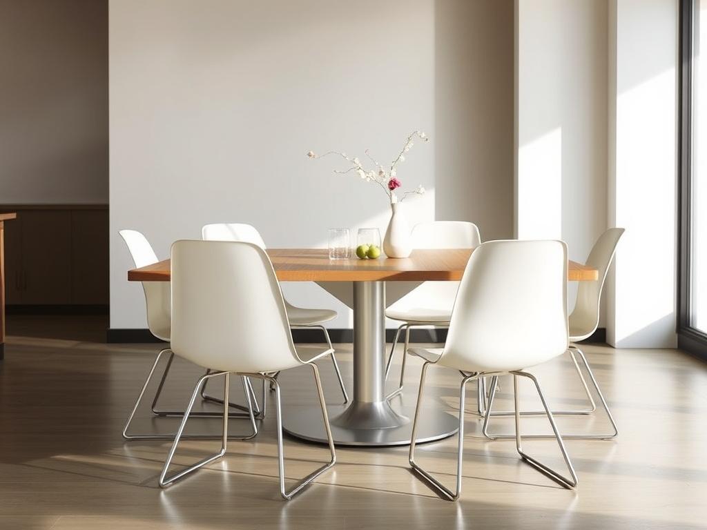 Moderne stoelen bij een houten tafel Moderne stoelen bij een houten tafel