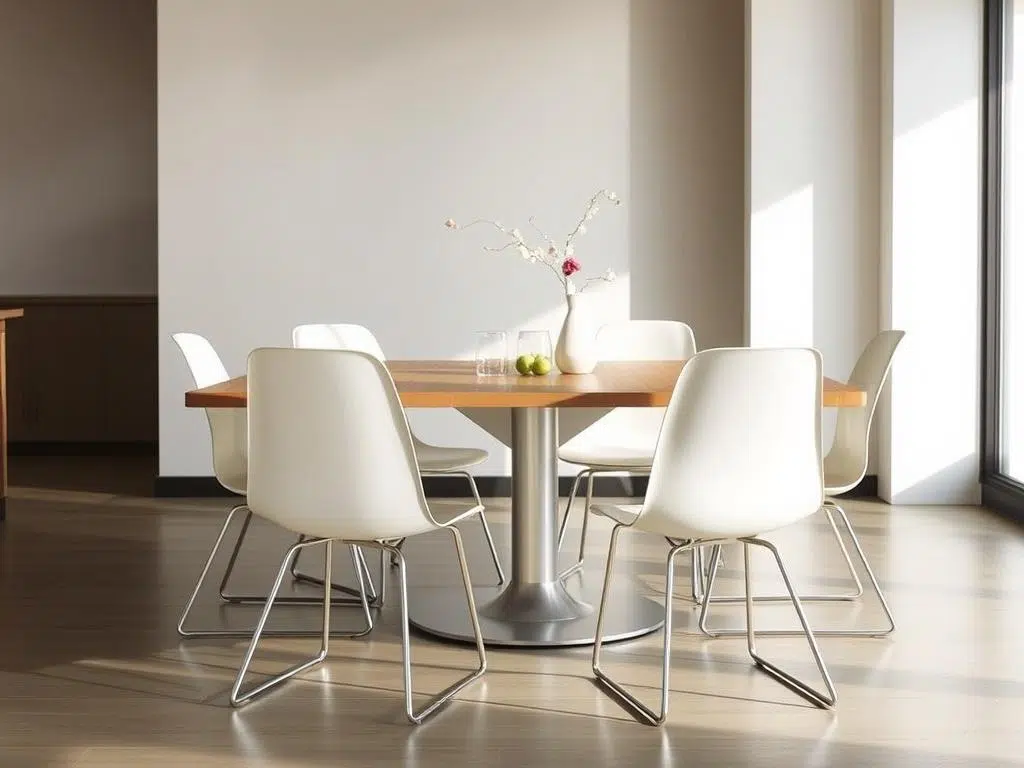 Moderne stoelen bij een houten tafel Moderne stoelen bij een houten tafel