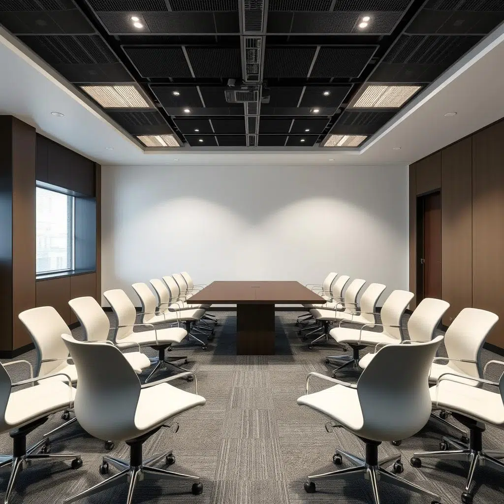 Moderne vergaderruimte met stoelen rond een conferentietafel Moderne vergaderruimte met stoelen rond een conferentietafel