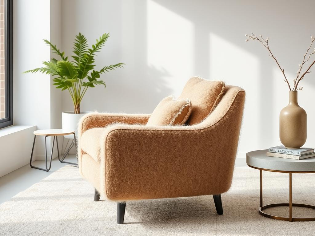 Mohair textiel gebruikt in moderne meubels als boucle alternatief Mohair textiel gebruikt in moderne meubels als boucle alternatief