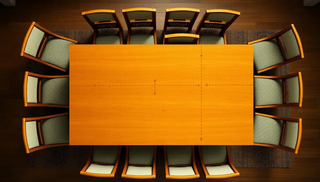 Optimale plaatsing van eetkamerstoelen rond een rechthoekige tafel Optimale plaatsing van eetkamerstoelen rond een rechthoekige tafel