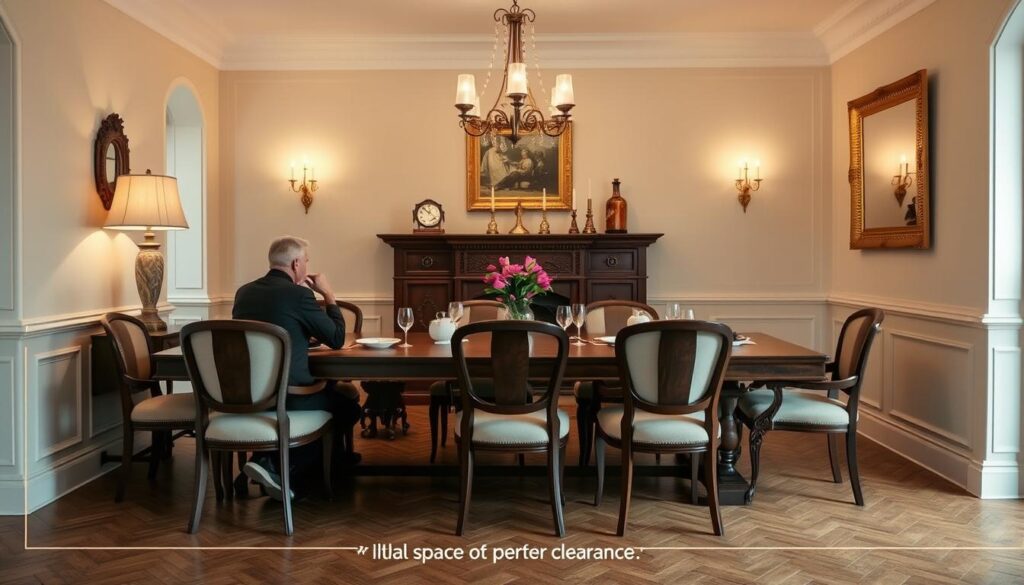 Perfecte eetkamer met ideale ruimte tussen eetkamerstoel en muur Perfecte eetkamer met ideale ruimte tussen eetkamerstoel en muur