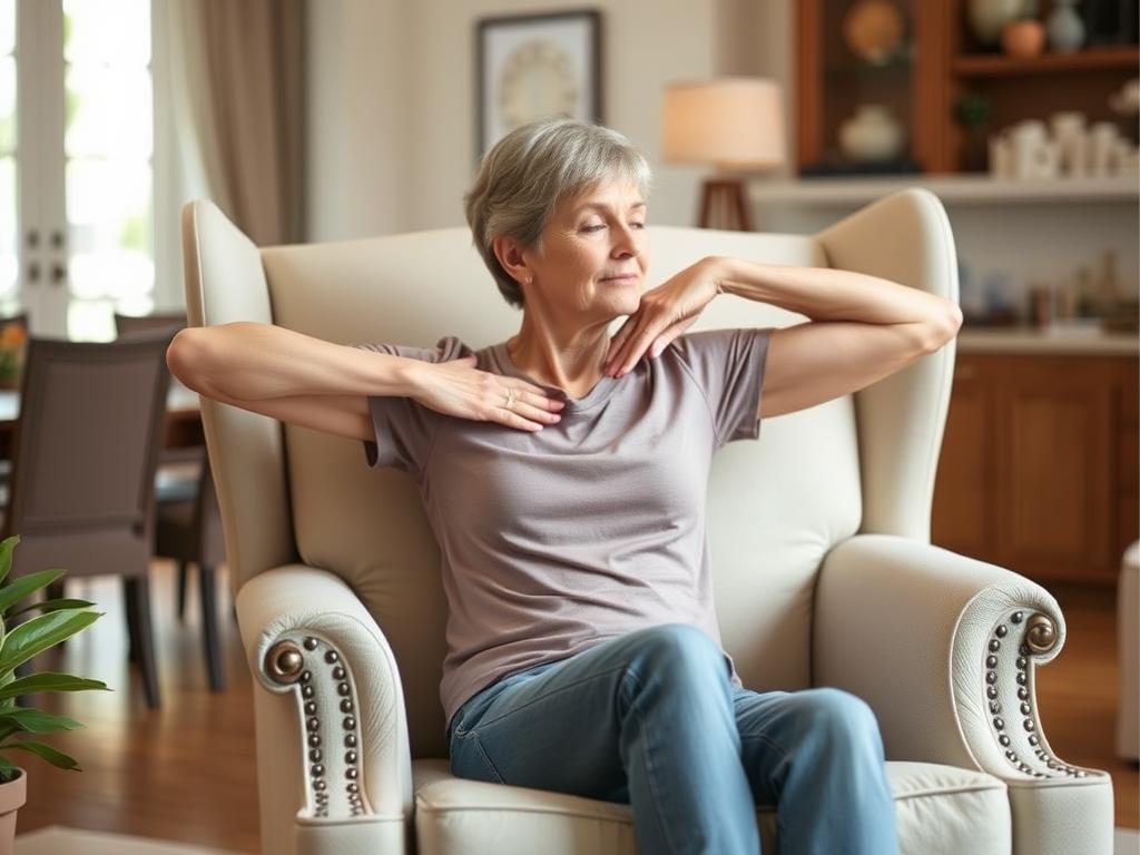 Persoon die comfortabel zit in een stoel Persoon die comfortabel zit in een stoel