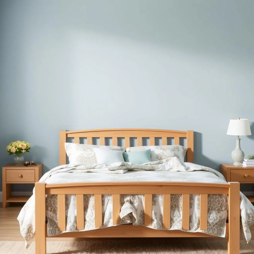 Poederblauw en bruin in een slaapkamer Poederblauw en bruin in een slaapkamer