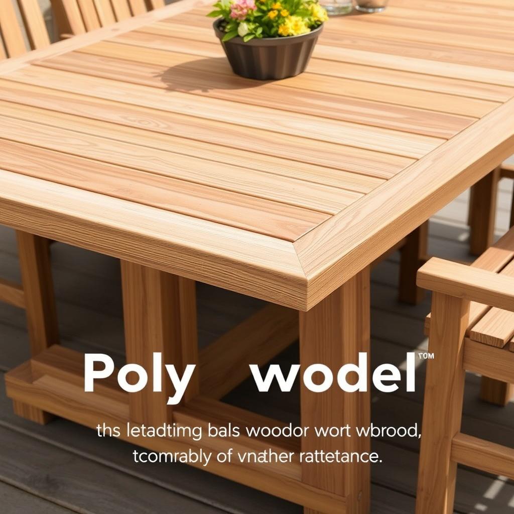 Polywood composiet eettafel met houtlook voor buiten Polywood composiet eettafel met houtlook voor buiten