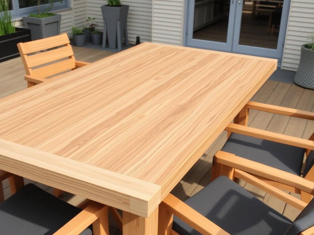 Polywood eettafel voor buiten op een Nederlands terras met comfortabele stoelen Polywood eettafel voor buiten op een Nederlands terras met comfortabele stoelen