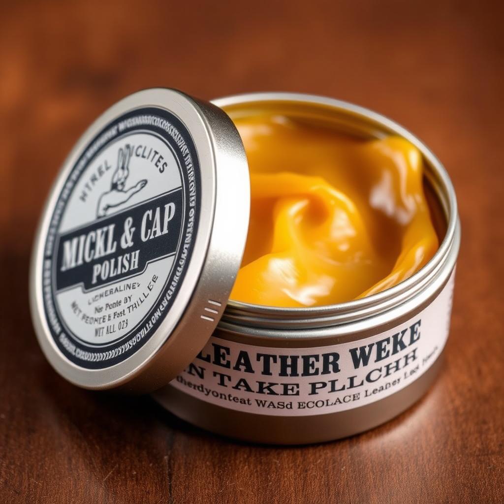 Pot met leerwax voor extra bescherming en glans Pot met leerwax voor extra bescherming en glans