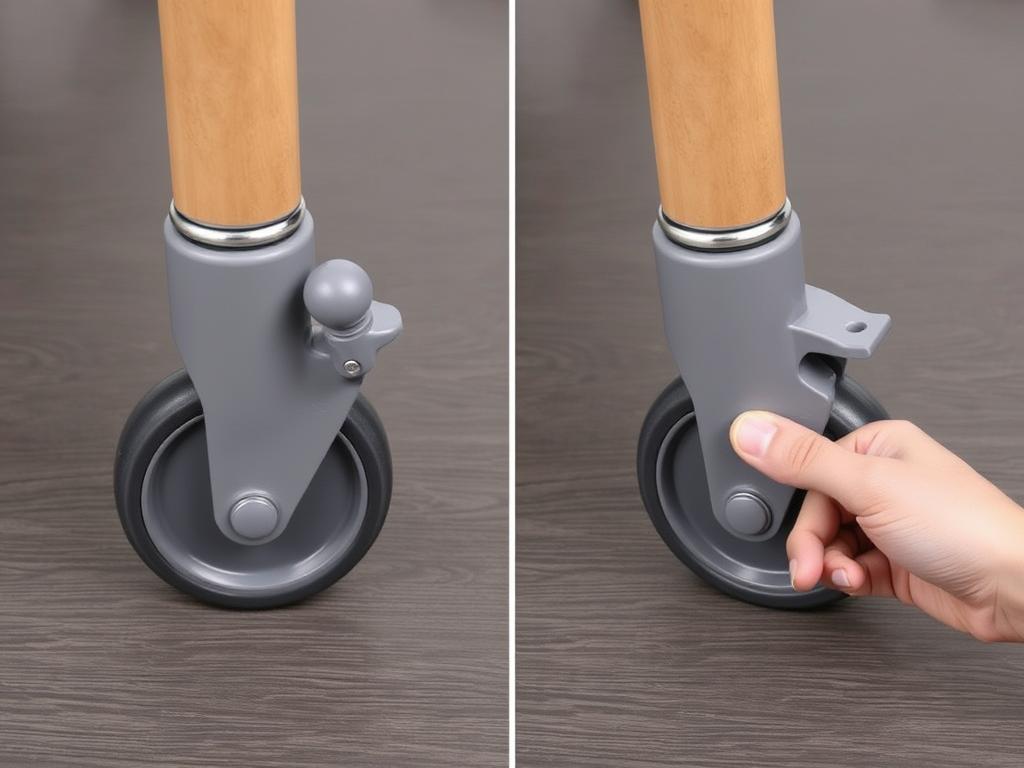 Praktische wieltjes met remmechanisme voor eetkamerstoelen Praktische wieltjes met remmechanisme voor eetkamerstoelen