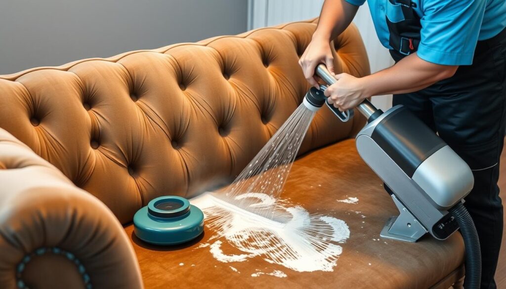 Professionele reiniging van een fluwelen meubel Professionele reiniging van een fluwelen meubel