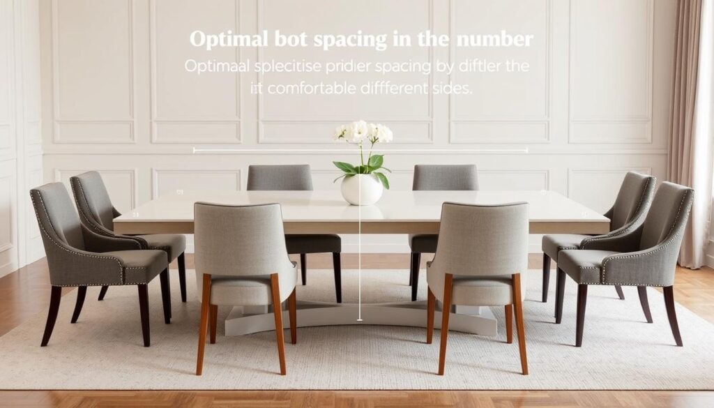 Rechthoekige eettafel met optimaal aantal eetkamerstoelen geplaatst rondom Rechthoekige eettafel met optimaal aantal eetkamerstoelen geplaatst rondom