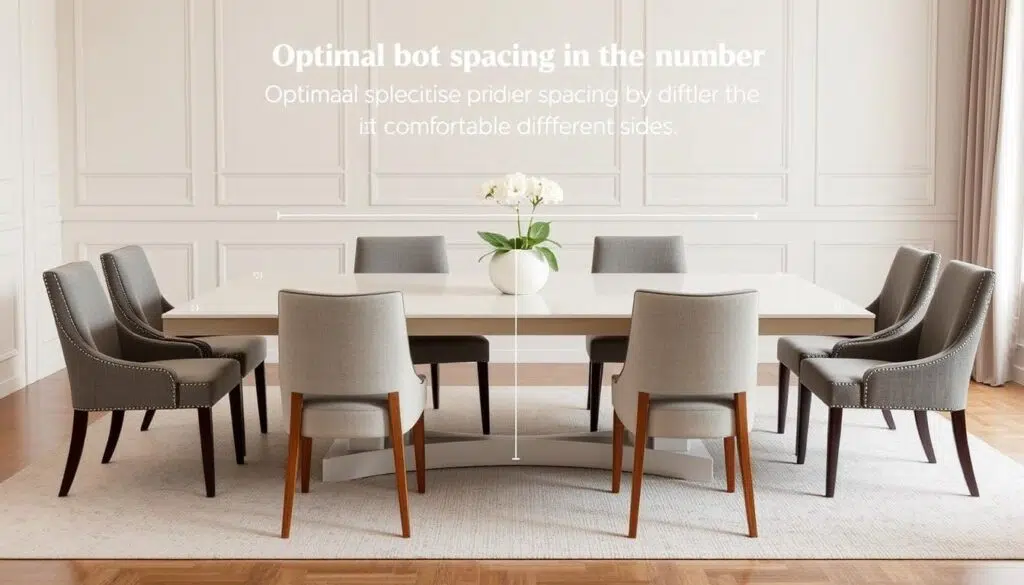 Rechthoekige eettafel met optimaal aantal eetkamerstoelen geplaatst rondom Rechthoekige eettafel met optimaal aantal eetkamerstoelen geplaatst rondom