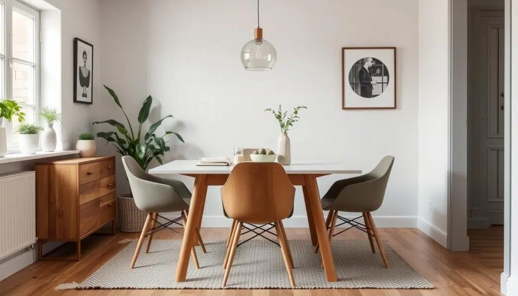 Ruimtebesparende eetkamerstoelen in compacte eetkamer Ruimtebesparende eetkamerstoelen in compacte eetkamer