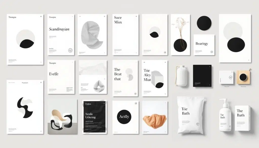 Scandinavisch grafisch ontwerp met minimalistische vormen en beperkt kleurgebruik Scandinavisch grafisch ontwerp met minimalistische vormen en beperkt kleurgebruik