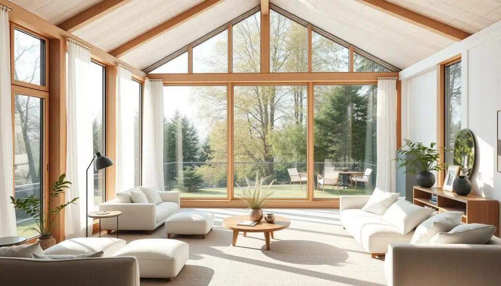 Scandinavisch interieur met grote ramen en veel natuurlijk licht Scandinavisch interieur met grote ramen en veel natuurlijk licht