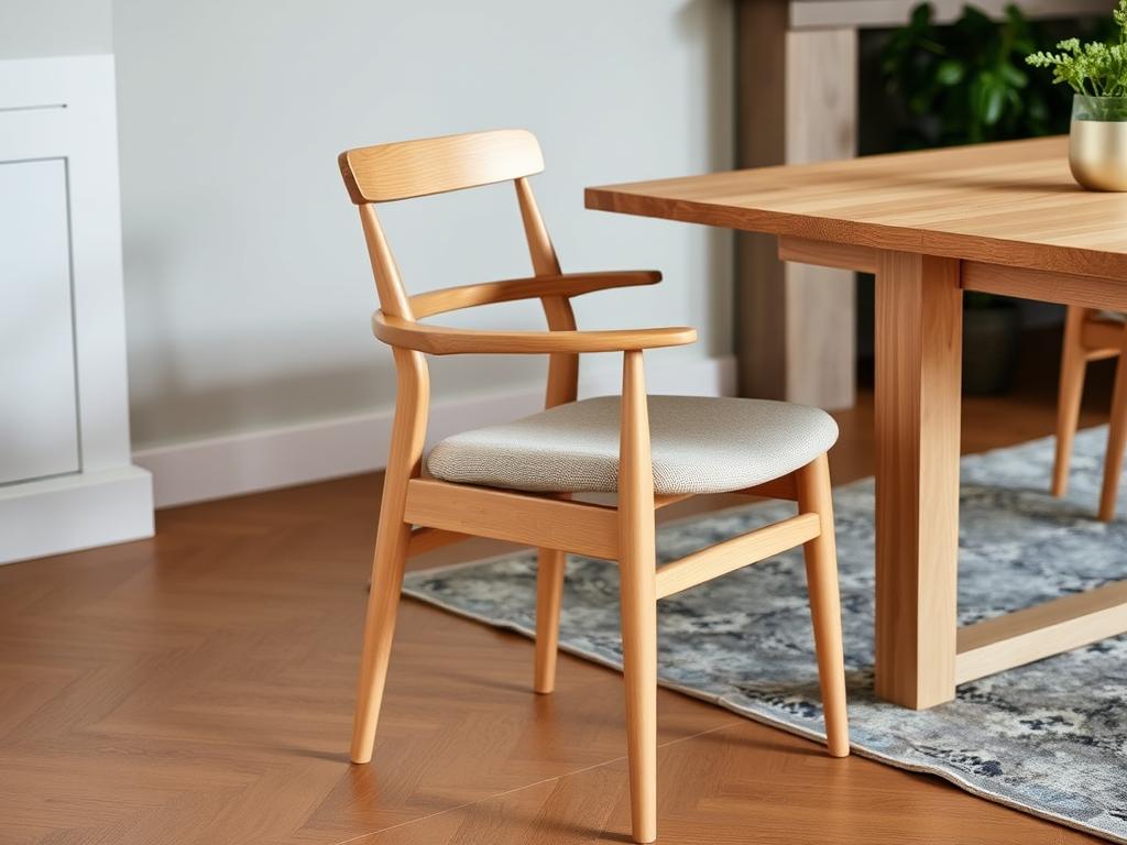 Scandinavische eetkamerstoel bij eikenhouten tafel Scandinavische eetkamerstoel bij eikenhouten tafel